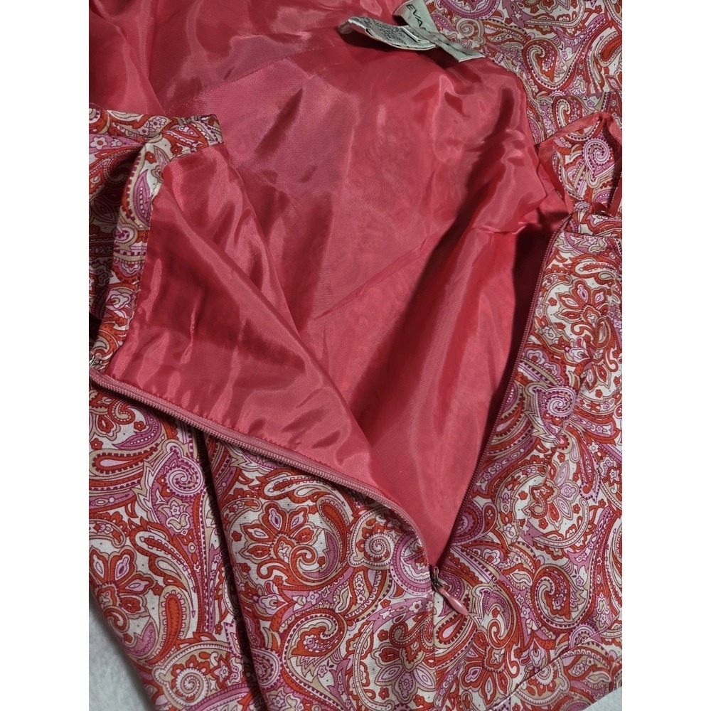 Evan Picone Womens 14 100% Silk Paisley Pants Pink Coral Lined Ankle Trouser - Picture 5 of 8